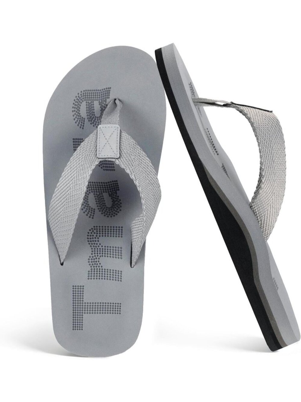 Men's Light Grey Flip Flops With Arch Support Summer Outdoor Beach Sandals